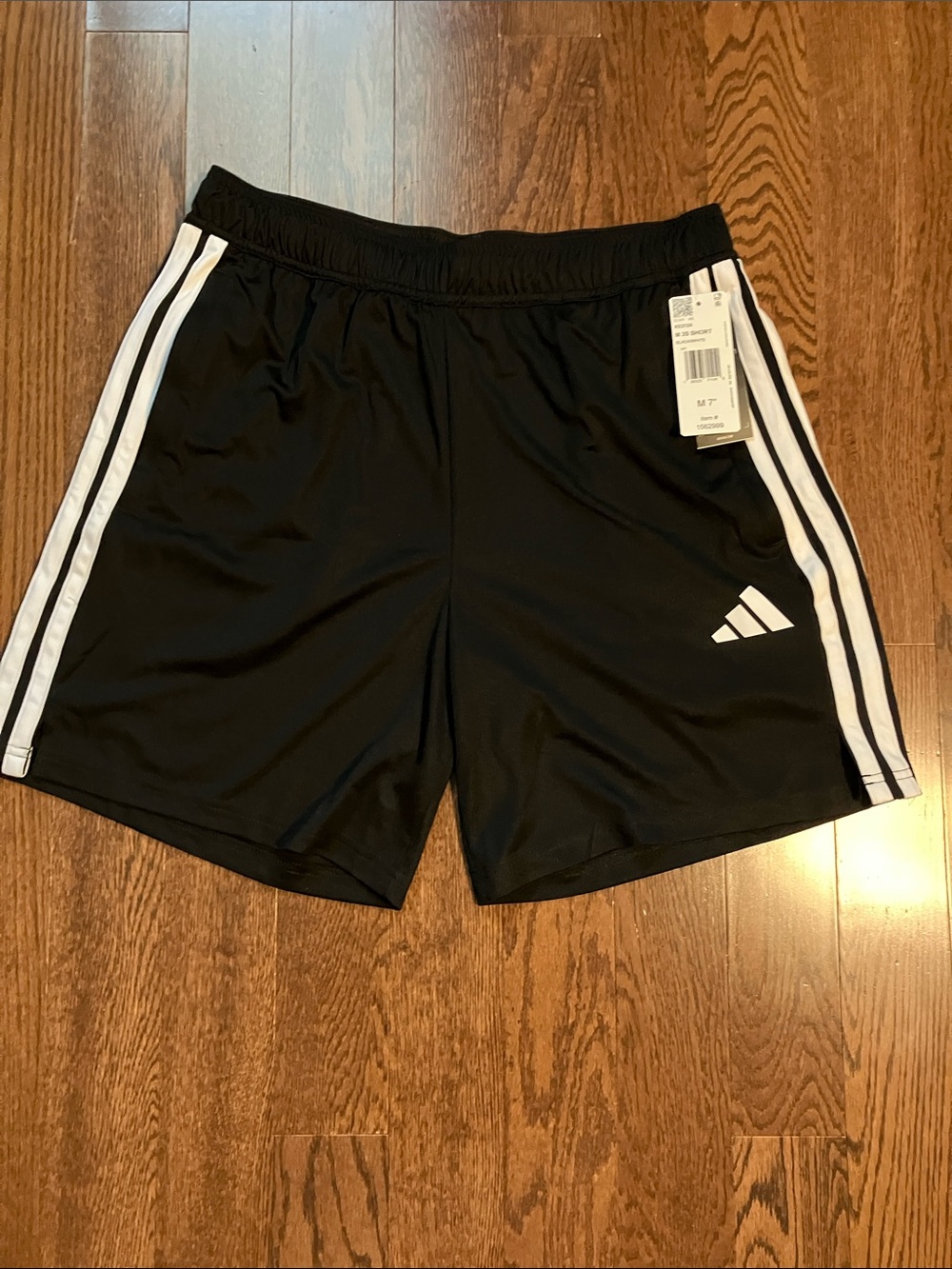 adidas Men’s Black Athletic Shorts with White Stripes